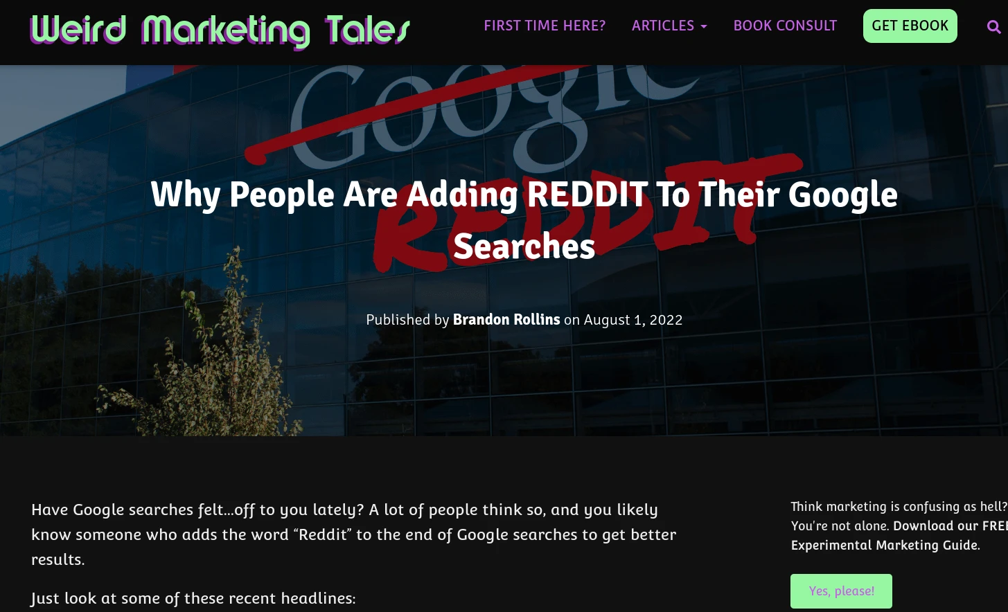 一篇探討為何人們在搜尋時會加上reddit的文章